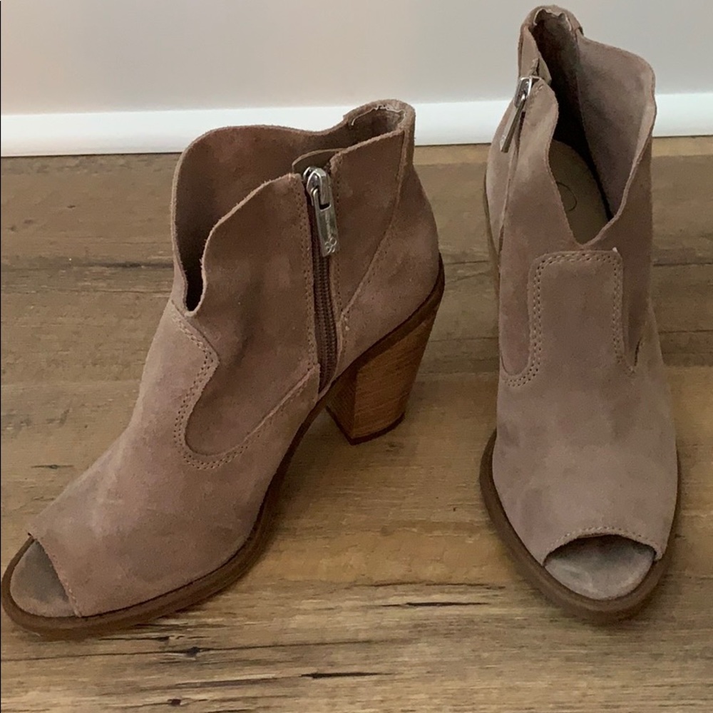 Jessica Simpson Suede Open Toe Zip Bootie